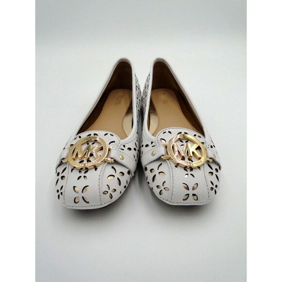 Michael Kors Shoes - Michael Kors 9.5M Fulton Moccasin Perforated Leather Flats White NWOT